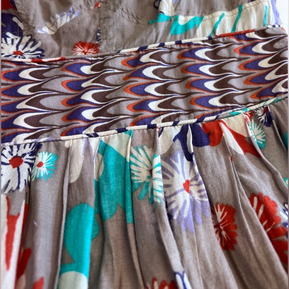 Aryeh Retro Fit and Flare Strappy Cotton Boho Floral Print Dress Medium - Picture 6 of 9